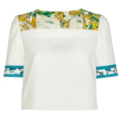 Leda Di Marti - Sowerby Top - White Citrus Print - Haute Couture Made in Italy - Luxury High Quality Dress - Avvenice