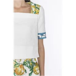 Leda Di Marti - Sowerby Top - White Citrus Print - Haute Couture Made in Italy - Luxury High Quality Dress - Avvenice
