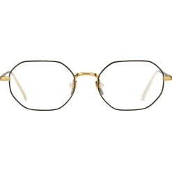 Linda Farrow - 520 C6 Angular Optical Frames - Yellow Gold and Nickel - Linda Farrow Eyewear - Avvenice