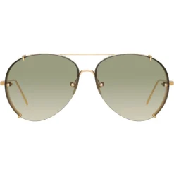 Linda Farrow - 729 C5 Aviator Sunglasses - Yellow Gold - Linda Farrow Eyewear - Avvenice