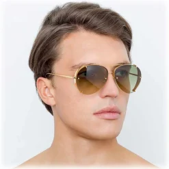 Linda Farrow - 729 C5 Aviator Sunglasses - Yellow Gold - Linda Farrow Eyewear - Avvenice