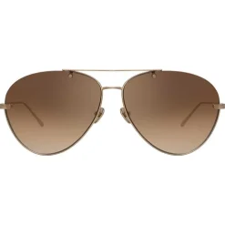 Linda Farrow - 859 C6 Aviator Sunglasses - Light Gold - Linda Farrow Eyewear - Avvenice