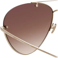 Linda Farrow - 859 C6 Aviator Sunglasses - Light Gold - Linda Farrow Eyewear - Avvenice