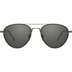 Linda Farrow - 739 C6 Aviator Sunglasses - Nickel & Black - Linda Farrow Eyewear - Avvenice