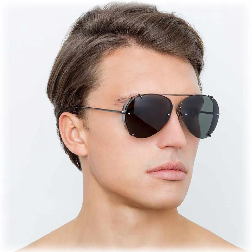 Linda Farrow - 729 C4 Aviator Sunglasses - Nickel - Linda Farrow Eyewear - Avvenice