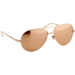 Linda Farrow - 128 C6 Aviator Sunglasses - Rose Gold - Linda Farrow Eyewear - Alessandra Ambrosio Official - Avvenice