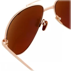 Linda Farrow - 128 C6 Aviator Sunglasses - Rose Gold - Linda Farrow Eyewear - Alessandra Ambrosio Official - Avvenice