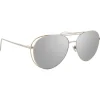 Linda Farrow - 575 C2 Aviator Sunglasses - White Gold - Linda Farrow Eyewear - Avvenice
