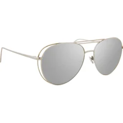Linda Farrow - 575 C2 Aviator Sunglasses - White Gold - Linda Farrow Eyewear - Avvenice