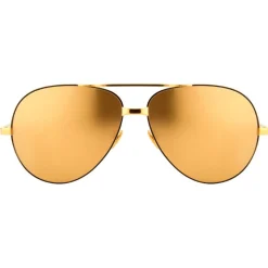 Linda Farrow - 128 C4 Aviator Sunglasses - Yellow Gold - Linda Farrow Eyewear - Alessandra Ambrosio Official - Avvenice