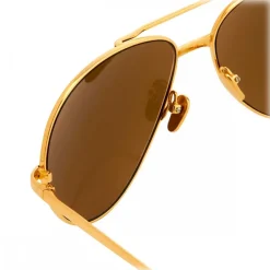 Linda Farrow - 128 C4 Aviator Sunglasses - Yellow Gold - Linda Farrow Eyewear - Alessandra Ambrosio Official - Avvenice
