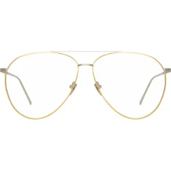 Linda Farrow - 744 C10 Aviator Optical Frames - White Gold and Yellow Gold - Linda Farrow Eyewear - Avvenice