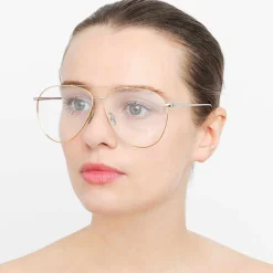 Linda Farrow - 744 C10 Aviator Optical Frames - White Gold and Yellow Gold - Linda Farrow Eyewear - Avvenice