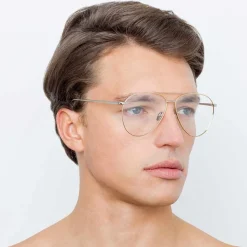 Linda Farrow - 744 C10 Aviator Optical Frames - White Gold and Yellow Gold - Linda Farrow Eyewear - Avvenice