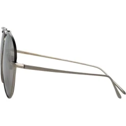 Linda Farrow - 859 C1 Aviator Sunglasses - White Gold - Linda Farrow Eyewear - Avvenice