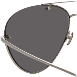 Linda Farrow - 859 C1 Aviator Sunglasses - White Gold - Linda Farrow Eyewear - Avvenice