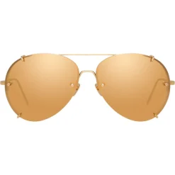 Linda Farrow - 729 C1 Aviator Sunglasses - Yellow Gold - Linda Farrow Eyewear - Avvenice