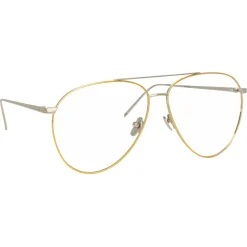 Linda Farrow - 744 C9 Aviator Optical Frames - Yellow Gold and White Gold - Linda Farrow Eyewear - Avvenice