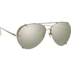 Linda Farrow - 729 C2 Aviator Sunglasses - White Gold - Linda Farrow Eyewear - Avvenice