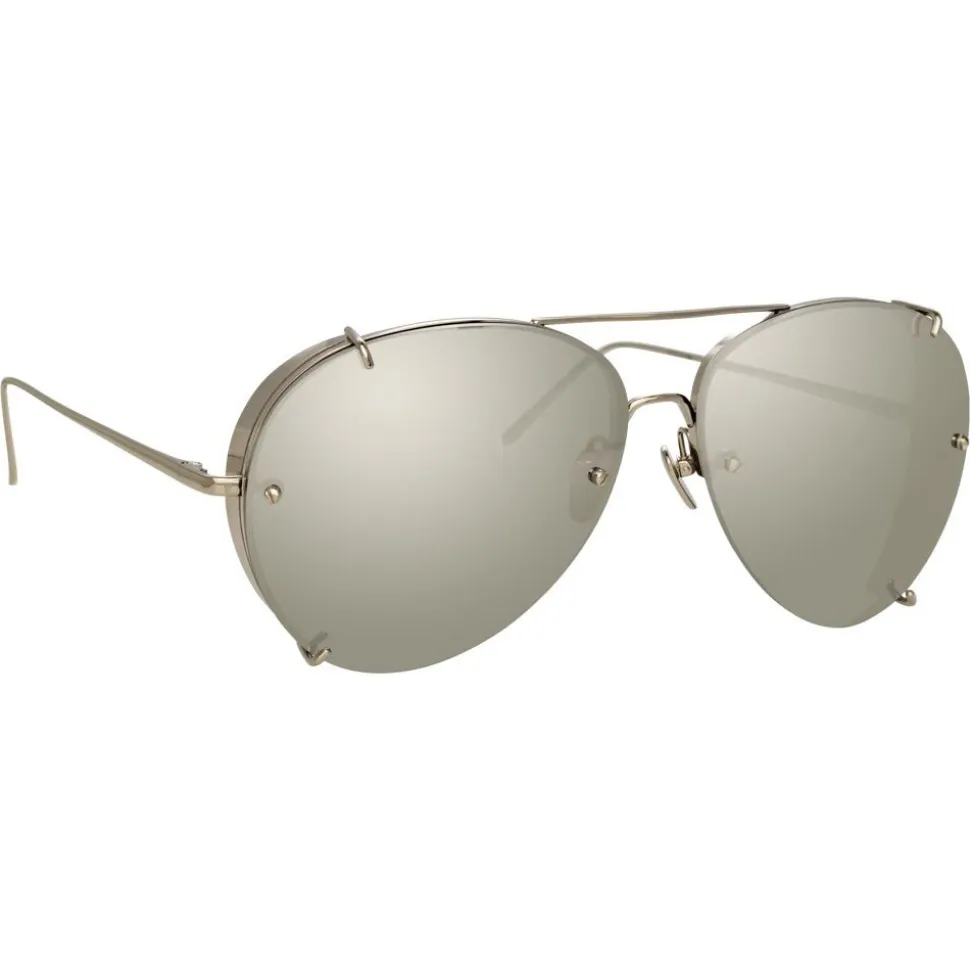Linda Farrow - 729 C2 Aviator Sunglasses - White Gold - Linda Farrow Eyewear - Avvenice