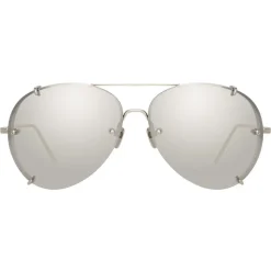 Linda Farrow - 729 C2 Aviator Sunglasses - White Gold - Linda Farrow Eyewear - Avvenice