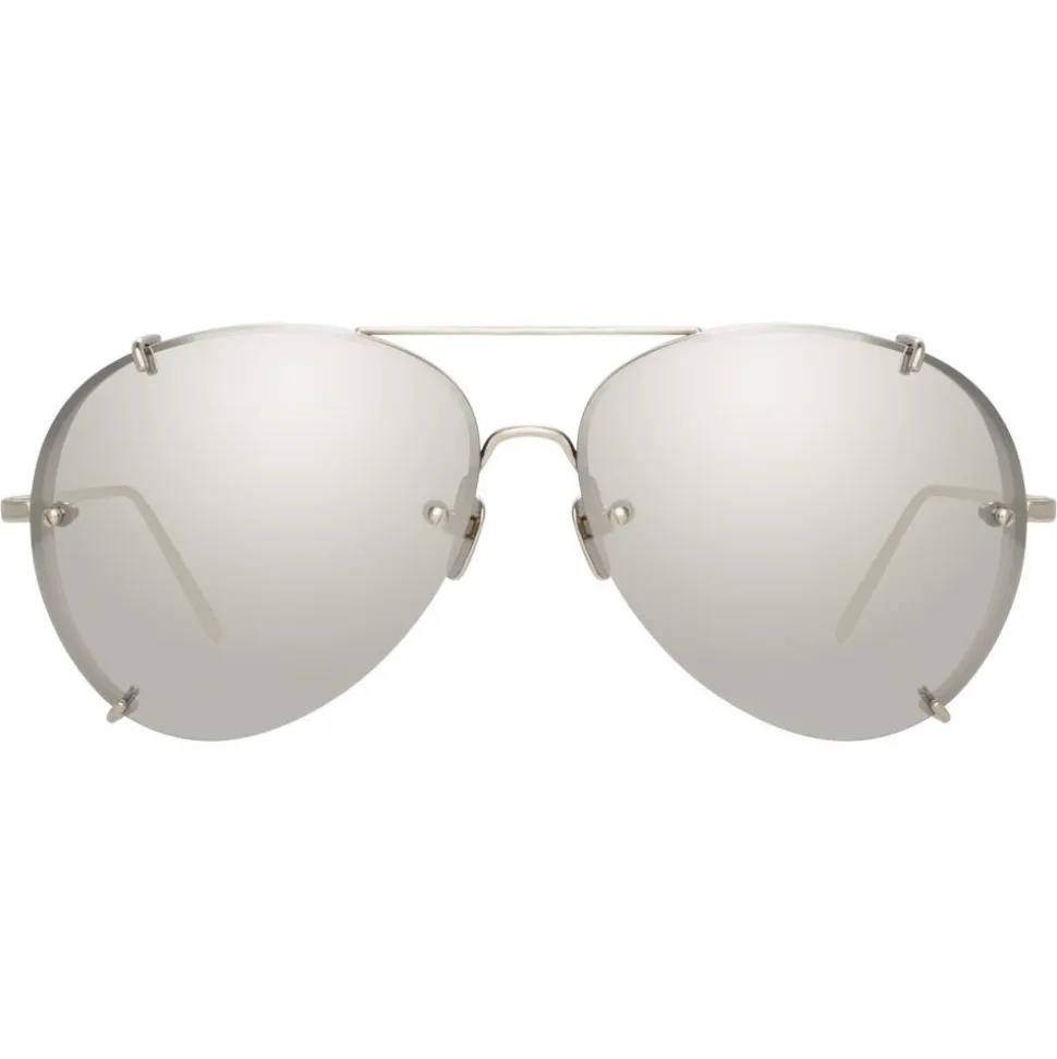 Linda Farrow - 729 C2 Aviator Sunglasses - White Gold - Linda Farrow Eyewear - Avvenice