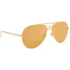 Linda Farrow - 518 C1 Aviator Sunglasses - Gold - Linda Farrow Eyewear - Avvenice