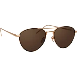 Linda Farrow - 739 C8 Aviator Sunglasses - Rose Gold and Tortoiseshell - Linda Farrow Eyewear - Avvenice