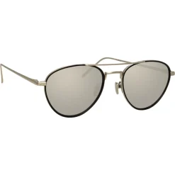 Linda Farrow - 739 C2 Aviator Sunglasses - White Gold & Black - Linda Farrow Eyewear - Avvenice
