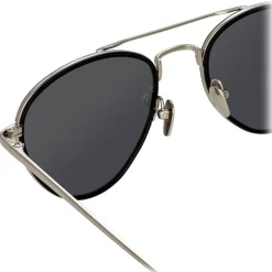 Linda Farrow - 739 C2 Aviator Sunglasses - White Gold & Black - Linda Farrow Eyewear - Avvenice