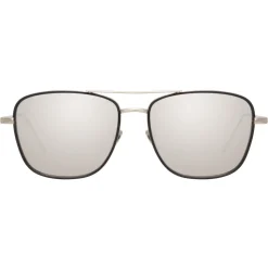 Linda Farrow - 559 C2 Aviator Sunglasses - White Gold & Black - Linda Farrow Eyewear - Avvenice