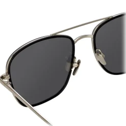 Linda Farrow - 559 C2 Aviator Sunglasses - White Gold & Black - Linda Farrow Eyewear - Avvenice