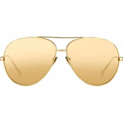 Linda Farrow - 398 C5 Aviator Sunglasses - Matt Yellow Gold - Linda Farrow Eyewear - Kendall Jenner - Alessandra Ambrosio - Avvenice