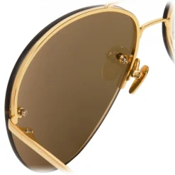 Linda Farrow - 574 C1 Aviator Sunglasses - Gold - Linda Farrow Eyewear - Avvenice