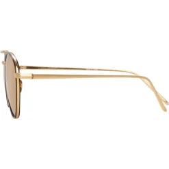 Linda Farrow - 739 C1 Aviator Sunglasses - Yellow Gold & Black - Linda Farrow Eyewear - Avvenice