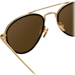 Linda Farrow - 739 C1 Aviator Sunglasses - Yellow Gold & Black - Linda Farrow Eyewear - Avvenice