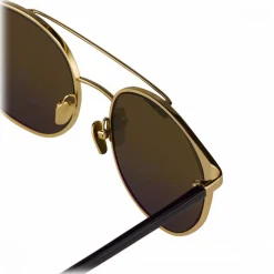 Linda Farrow - 421 C1 Browline Sunglasses - Yellow Gold - Linda Farrow Eyewear - Karlie Kloss - Alessandra Ambrosio - Official - Avvenice
