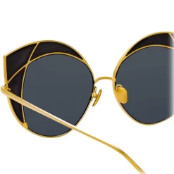 Linda Farrow - 856 C1 Cat Eye Sunglasses - Yellow Gold and Translucent Black - Linda Farrow Eyewear - Avvenice