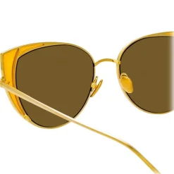 Linda Farrow - 855 C4 Cat Eye Sunglasses - Yellow Gold - Linda Farrow Eyewear - Avvenice
