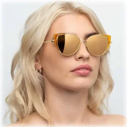 Linda Farrow - 855 C4 Cat Eye Sunglasses - Yellow Gold - Linda Farrow Eyewear - Avvenice
