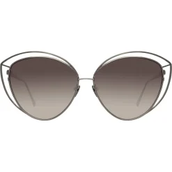 Linda Farrow - 697 C6 Cat Eye Sunglasses - Nickel - Linda Farrow Eyewear - Avvenice