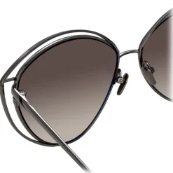 Linda Farrow - 697 C6 Cat Eye Sunglasses - Nickel - Linda Farrow Eyewear - Avvenice