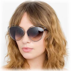Linda Farrow - 697 C6 Cat Eye Sunglasses - Nickel - Linda Farrow Eyewear - Avvenice