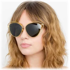 Linda Farrow - 697 C4 Cat Eye Sunglasses - Yellow Gold - Linda Farrow Eyewear - Avvenice