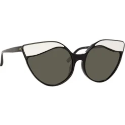 Linda Farrow - 871 C1 Cat Eye Sunglasses - Black White - Linda Farrow Eyewear - Avvenice