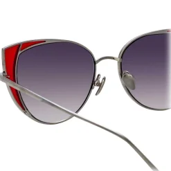 Linda Farrow - 855 C5 Cat Eye Sunglasses - White Gold and Crimson - Linda Farrow Eyewear - Avvenice