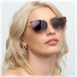 Linda Farrow - 855 C5 Cat Eye Sunglasses - White Gold and Crimson - Linda Farrow Eyewear - Avvenice