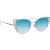 Linda Farrow - 855 C7 Cat Eye Sunglasses - Light Gold and Blue - Linda Farrow Eyewear - Avvenice