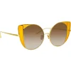 Linda Farrow - 854 C3 Cat Eye Sunglasses - Yellow Gold and Yellow - Linda Farrow Eyewear - Avvenice