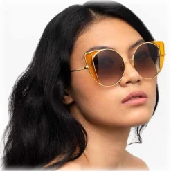 Linda Farrow - 854 C3 Cat Eye Sunglasses - Yellow Gold and Yellow - Linda Farrow Eyewear - Avvenice